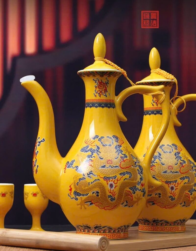 Bình rượu Mao Đài Song Long Hí Châu gốm